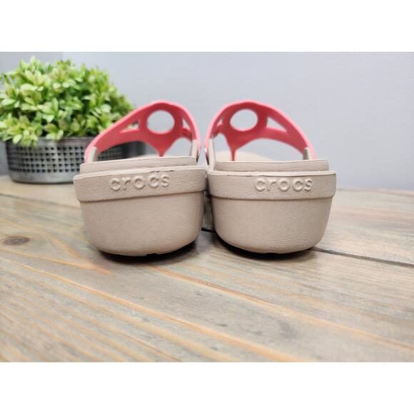 Crocs Sanrah Matte Circle Wedge Flip Sandal Women's Size 9 Coral/Tumbleweed - Picture 4 of 7
